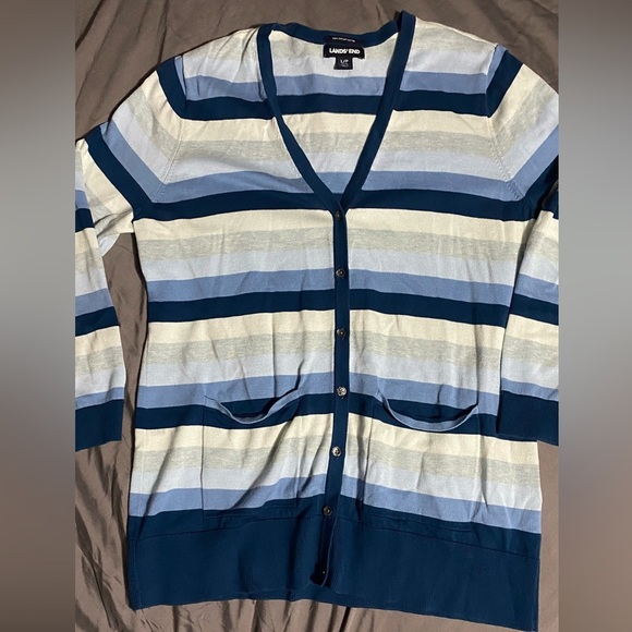Lands End 100% Cotton Slouchy Cardigan sz L NWOT - Picture 1 of 6